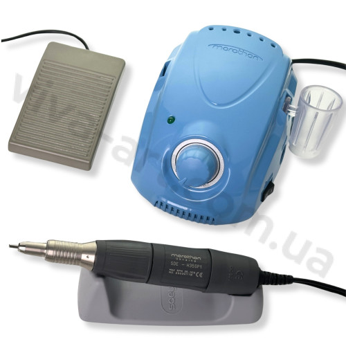 Фрезер для маникюра Marathon-3 Champion голубой с ручкой H35SP1 35000 об./мин. 45вт с педалью